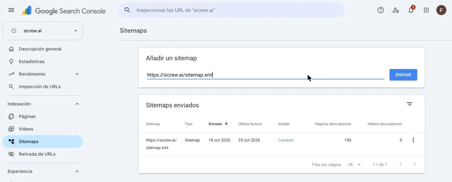 Search Console → Sitemaps → paste the URL and Submit