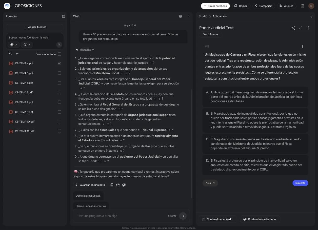 El cuestionario del tema 4 en difícil, desde el panel Studio